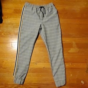 Skinny Checkered Dress Jogger With Gold/White Trim